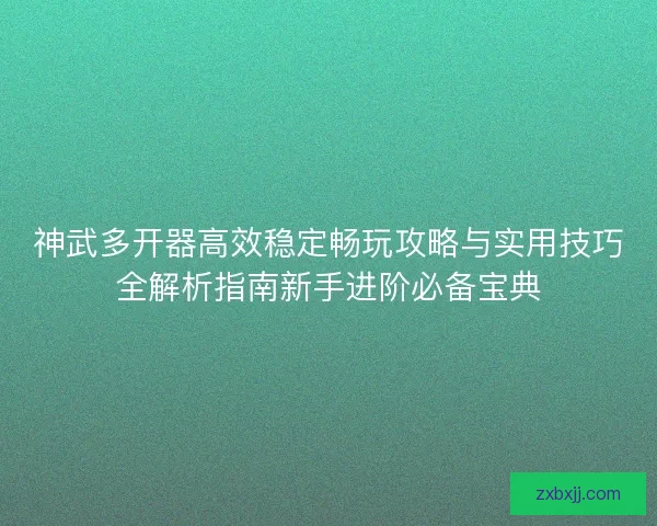 神武多开器高效稳定畅玩攻略与实用技巧全解析指南新手进阶必备宝典