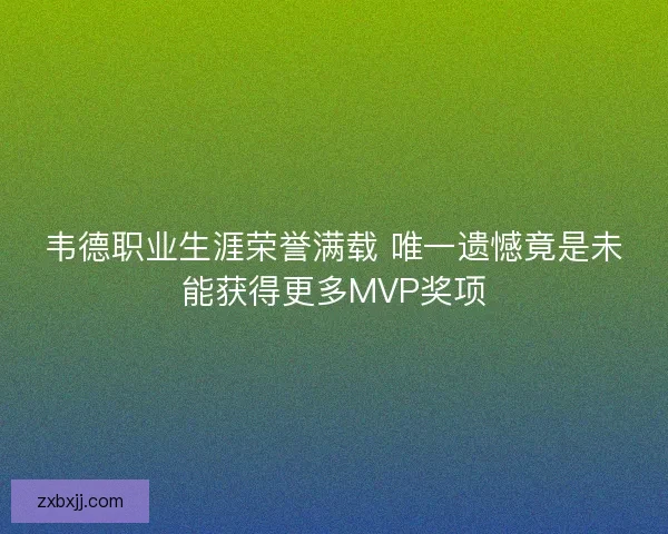 韦德职业生涯荣誉满载 唯一遗憾竟是未能获得更多MVP奖项